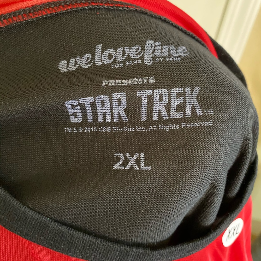 NWOT Star Trek Sheer Yoke Red Long Sleeve Sweater - Picture 13 of 13